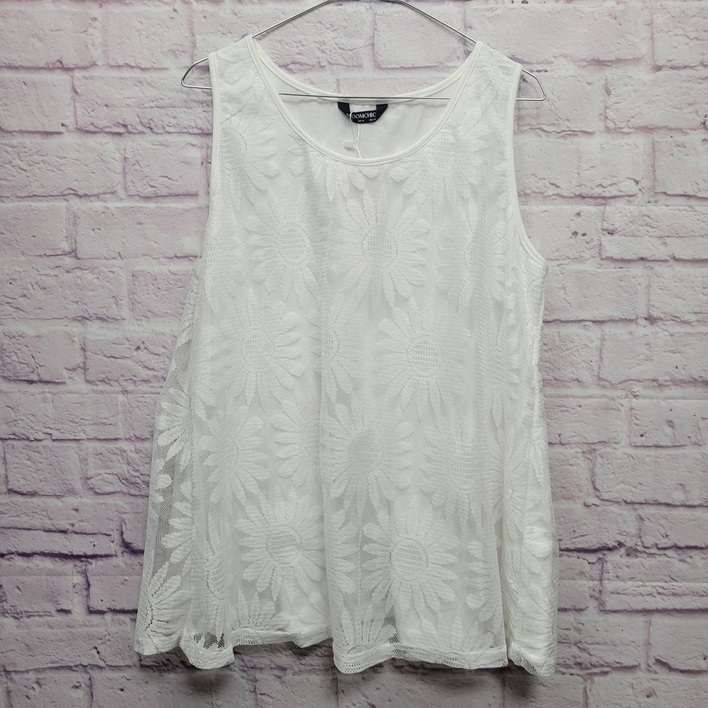 NEW Bloomchic Daisy‎ Floral Crochet Lace Tank Top Sz 10 Boho Cottage Minimal
